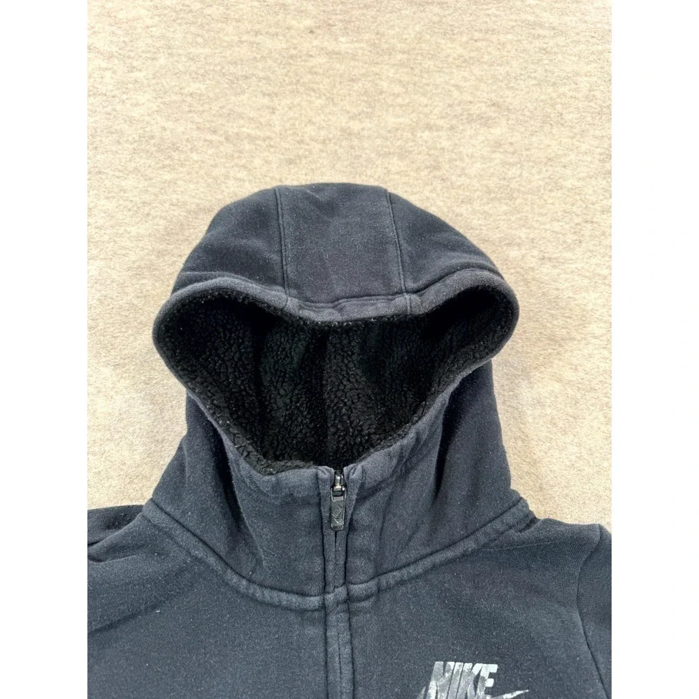 Nike Hoodie Girls XL Navy Sherpa Lined Swoosh Full Zip AV8422-010